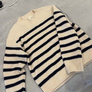 H&M Cream and Navy Striped Sweater